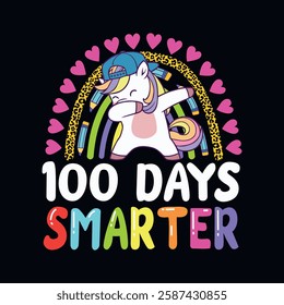 100 days smarter - Kindergarten shirt design, Vector graphic