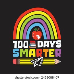 100 Days SmarterT-Shirt Design, Posters, Greeting Cards, Textiles, and Sticker Vector Illustration