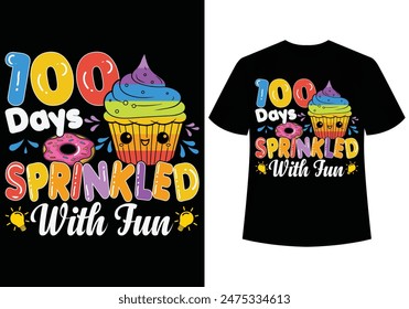 100 Days Sprinkled With Fun Kindergarten cute kids school students T shirt-design.
