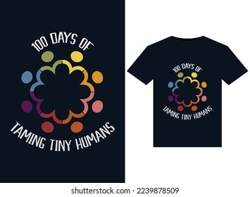 100 days of Taming Tiny Humans illustrations for print-ready T-Shirts design