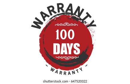 100 days warranty icon vector vintage grunge guarantee background
