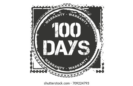 100 days warranty icon vintage rubber stamp guarantee