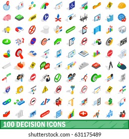 100 decision icons set in isometric 3d style for any design vector illustration
