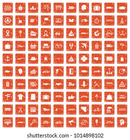 100 delivery icons set in grunge style orange color isolated on white background vector illustration