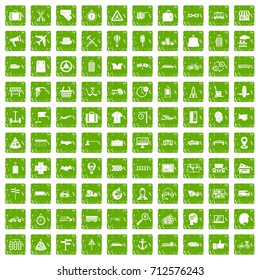 100 delivery icons set in grunge style green color isolated on white background vector illustration