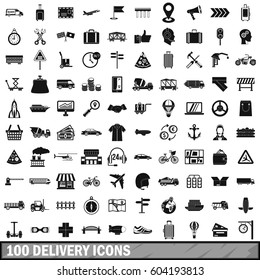 100 delivery icons set in simple style for any design vector illustration