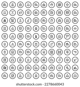 100 department icons set. Outline illustration of 100 department icons vector set isolated on white background