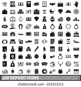100 deposit icons set in simple style for any design vector illustration