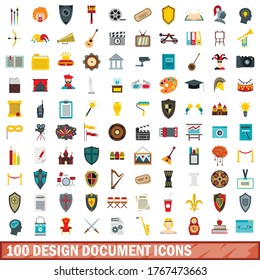 100 design document icons set in flat style for any design vector illustration