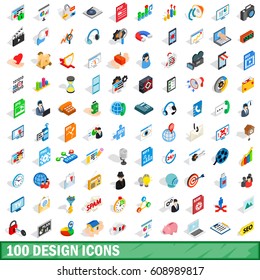 100 design icons set in isometric 3d style for any design vector illustration