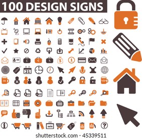 100 design signs. vector
