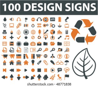 100 design signs. vector