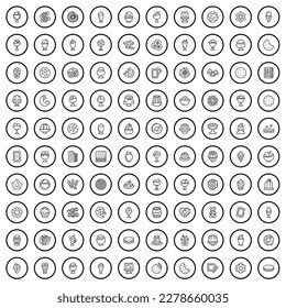 100 dessert icons set. Outline illustration of 100 dessert icons vector set isolated on white background