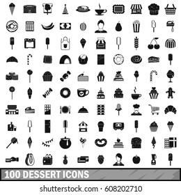 100 dessert icons set in simple style for any design vector illustration