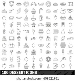 100 dessert set in outline style for any design vector illustration
