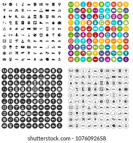 100 destination icons set vector in 4 variant for any web design isolated on white