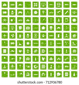 100 development icons set in grunge style green color isolated on white background vector illustration