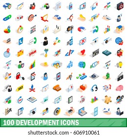 100 development icons set in isometric 3d style for any design vector illustration