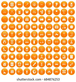 100 development icons set orange