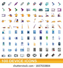 100 iconos de dispositivo. Ilustración de dibujos animados de 100 iconos de dispositivo conjunto de vectores aislados en fondo blanco