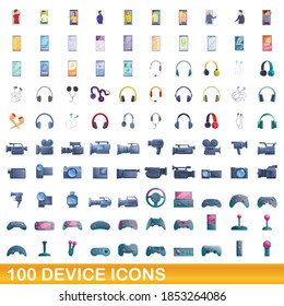 100 device icons set. Cartoon illustration of 100 device icons vector set isolated on white background