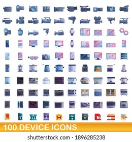 100 device icons set. Cartoon illustration of 100 device icons vector set isolated on white background