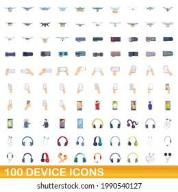 100 device icons set. Cartoon illustration of 100 device icons vector set isolated on white background