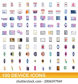 100 device icons set. Cartoon illustration of 100 device icons vector set isolated on white background