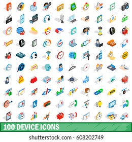 100 device icons set in isometric 3d style for any design vector illustration