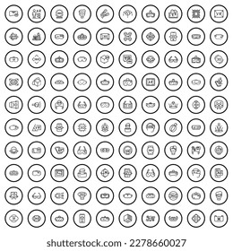 100 device icons set. Outline illustration of 100 device icons vector set isolated on white background