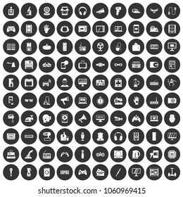 100 device icons set in simple style white on black circle color isolated on white background vector illustration