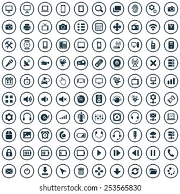 100 device icons, universal set 