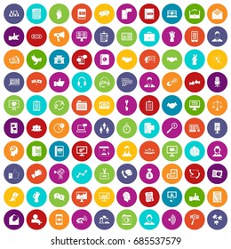 100 dialog icons set in different colors circle isolated vector illustration