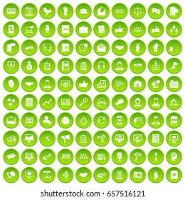 100 dialog icons set green circle isolated on white background vector illustration