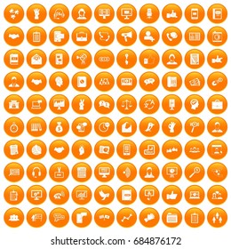 100 dialog icons set orange