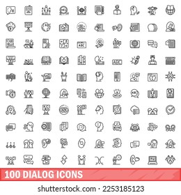 100 dialog icons set. Outline illustration of 100 dialog icons vector set isolated on white background