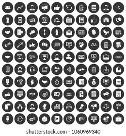 100 dialog icons set in simple style white on black circle color isolated on white background vector illustration