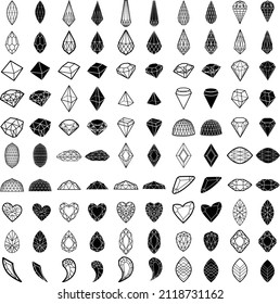 100 paquetes de diamantes. Juego de corte de joyas de lujo. Ilustración del vector