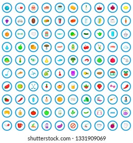 100 diet icons set in cartoon style for any design vector illustration