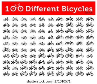 100 Different Bicycle Silhouette