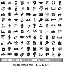 100 different gestures icons set in simple style for any design vector illustration