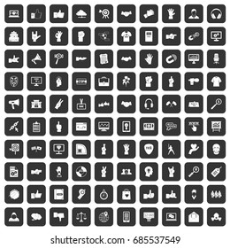 100 different gestures icons set in black color isolated vector illustration