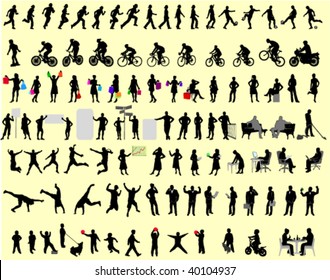 100 different people silhouettes