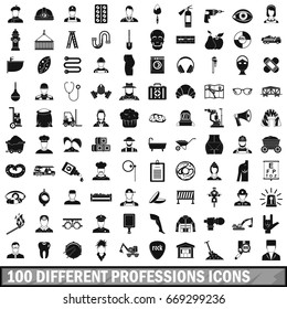 100 different professions icons set in simple style for any design vector illustration