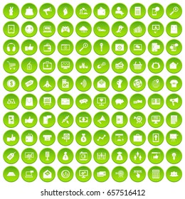 100 digital marketing icons set green circle isolated on white background vector illustration