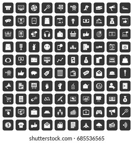 100 digital marketing icons set in black color isolated vector illustration