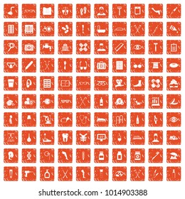 100 disabled healthcare icons set in grunge style orange color isolated on white background vector illustration