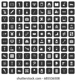 100 disabled healthcare icons set in black color isolated vector illustration