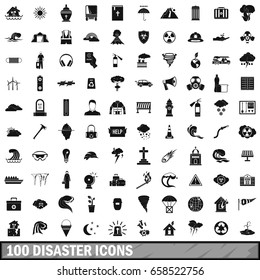 100 disaster icons set in simple style for any design vector illustration