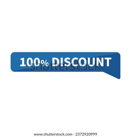 100 Discount In Blue Rectangle Shape For Free Promotion Sale

